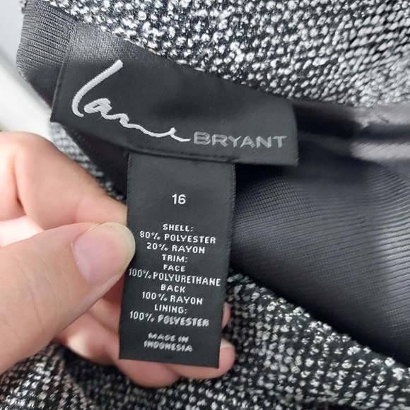 Lane Bryant Black and White Tweed with Faux Leather Pencil Skirt Size 16 - Picture 8 of 9